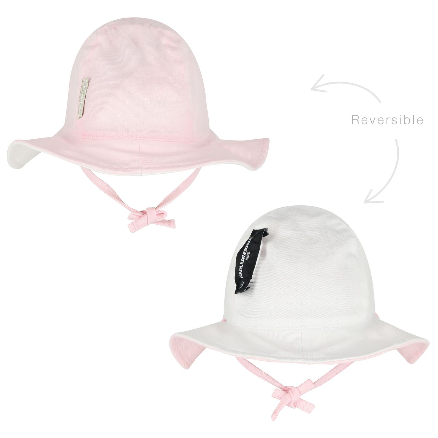 Baby Girls Pink & White Logo Reversible Logo Hat, 1, hi-res