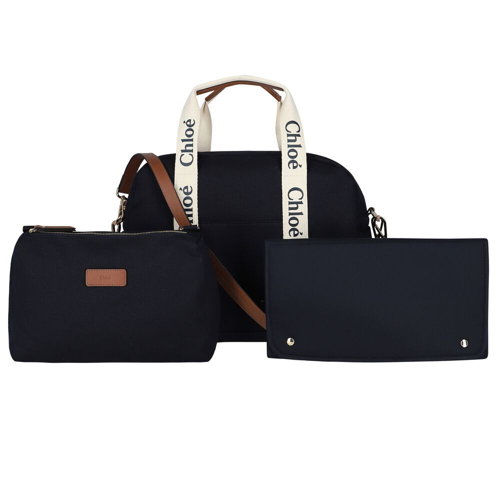 CHLOE Navy Blue Logo Baby Changing Bag | Junior Couture USA