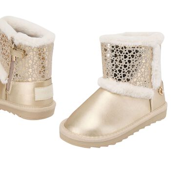 Girls Gold Faux Leather Boots