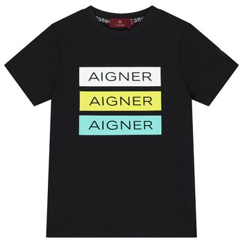Aigner Boys Black Logo T-Shirt, 2 Boys Black Logo T-Shirt