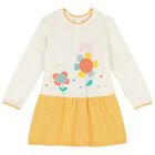 Younger Girls Ivory & Yellow Floral Dress, 1, hi-res