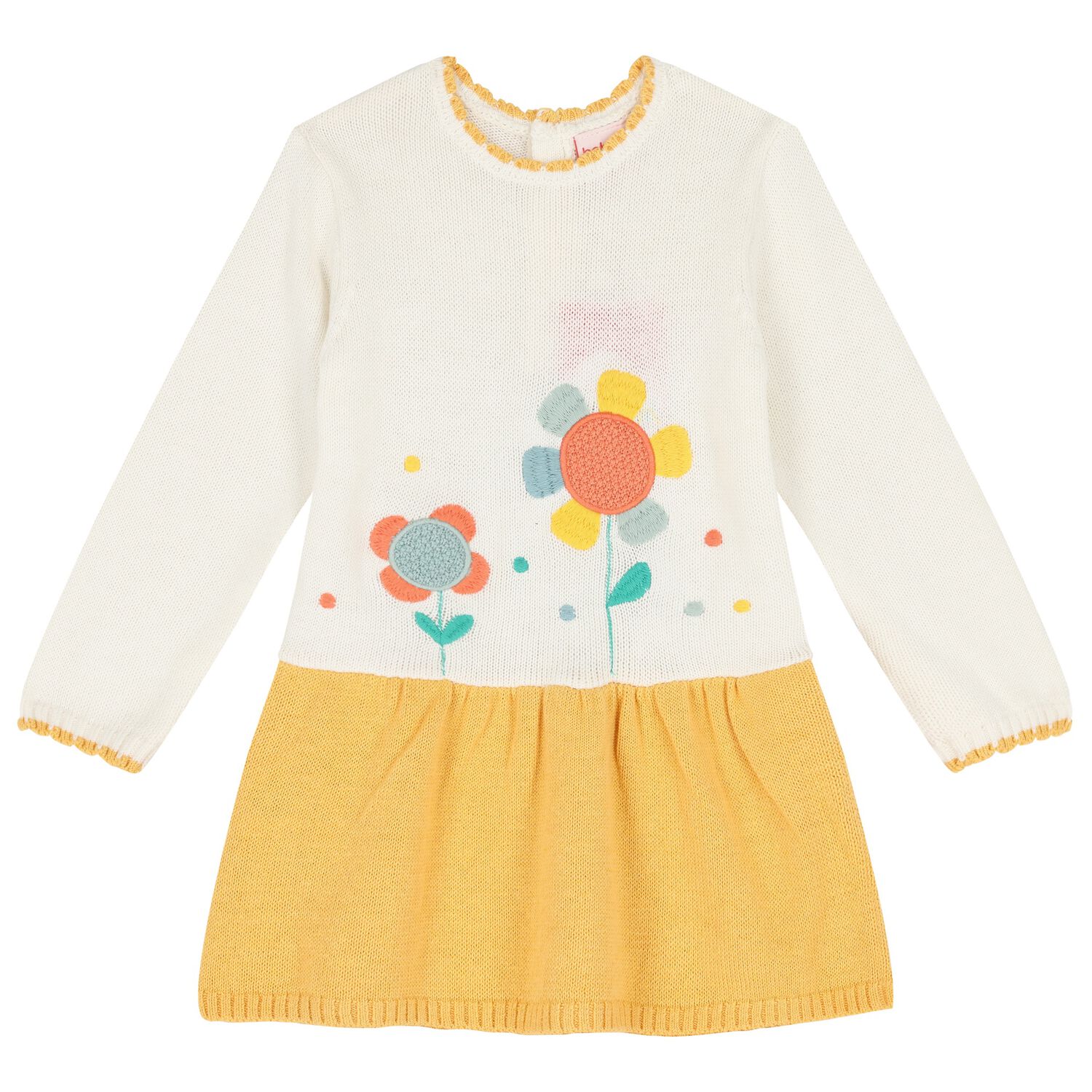 Younger Girls Ivory & Yellow Floral Dress, 1, hi-res image number null