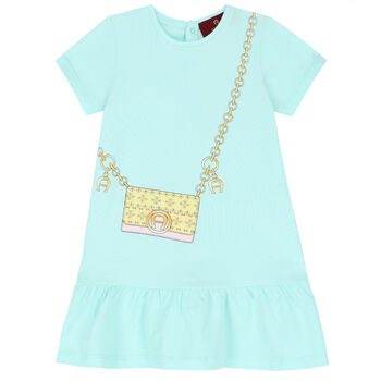 Younger Girls Aqua Logo Bag Dress