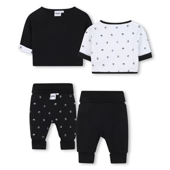 Baby Boys Black & White Logo Reversible Trousers Set