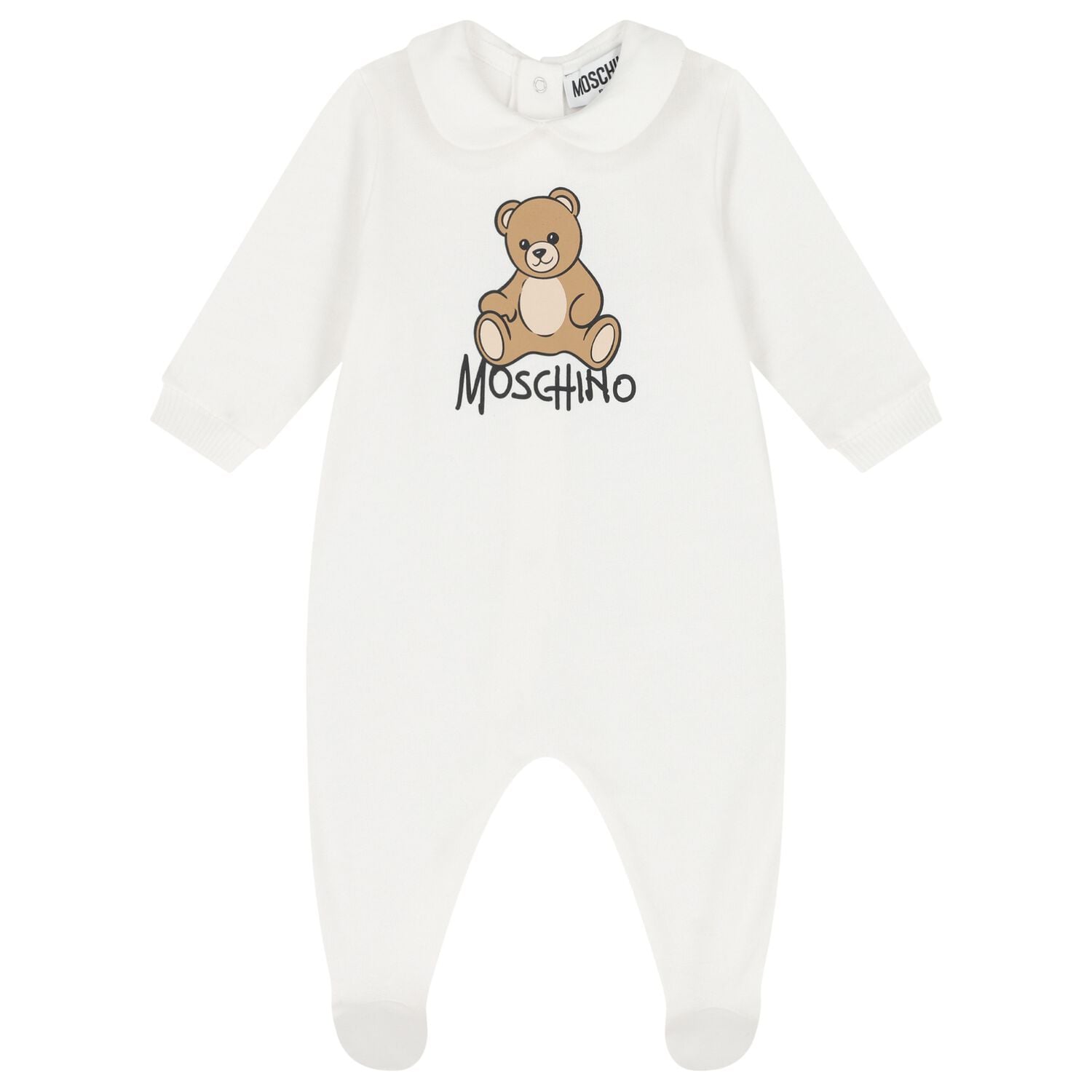 White Teddy Bear Logo Babygrow, 1, hi-res