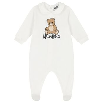 White Teddy Bear Logo Babygrow