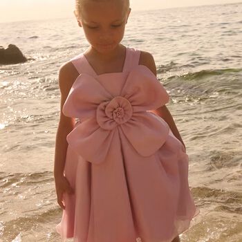Girls Pink Flower Organza Dress