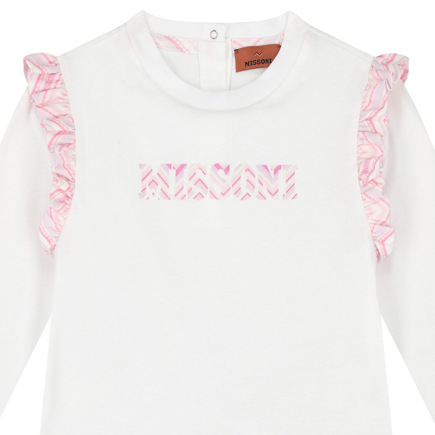 توب بأكمام طويلة بشعار باللونين الأبيض والوردي للفتيات الصغيرات, 1, hi-res