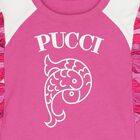 تيشيرت للبنات باللون وردي مزين بكشكشة وشعار, 1, hi-res