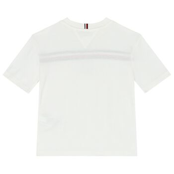 Boys White Striped T-Shirt