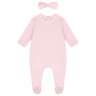 Baby Girls Pink Logo Babygrow Set, 1, hi-res