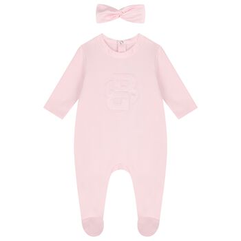 Baby Girls Pink Logo Babygrow Set