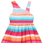 Girls Multi-Coloured Striped Dress, 1, hi-res