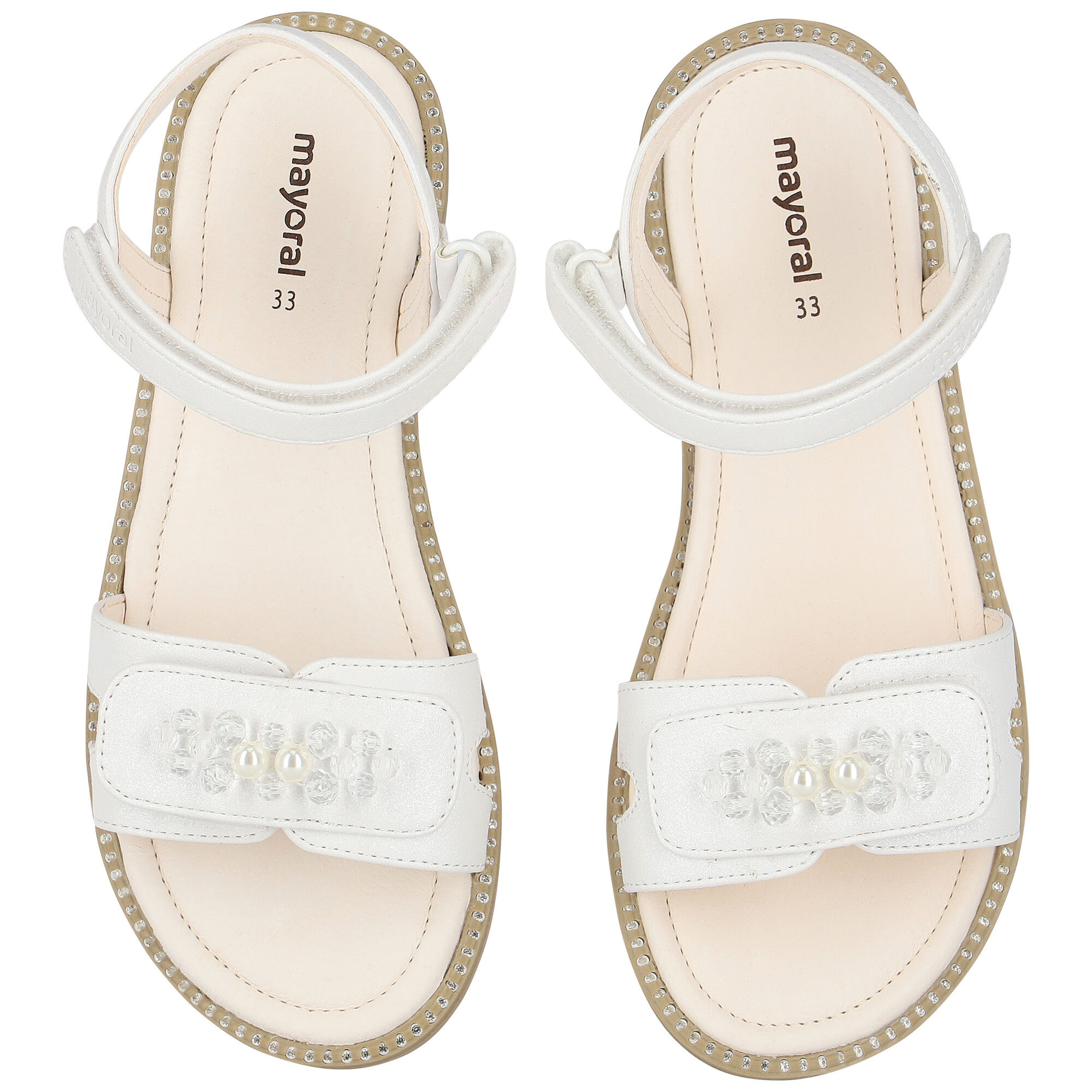 Mayoral Girls White Crystal Pearl Embellished Sandals Junior Couture USA