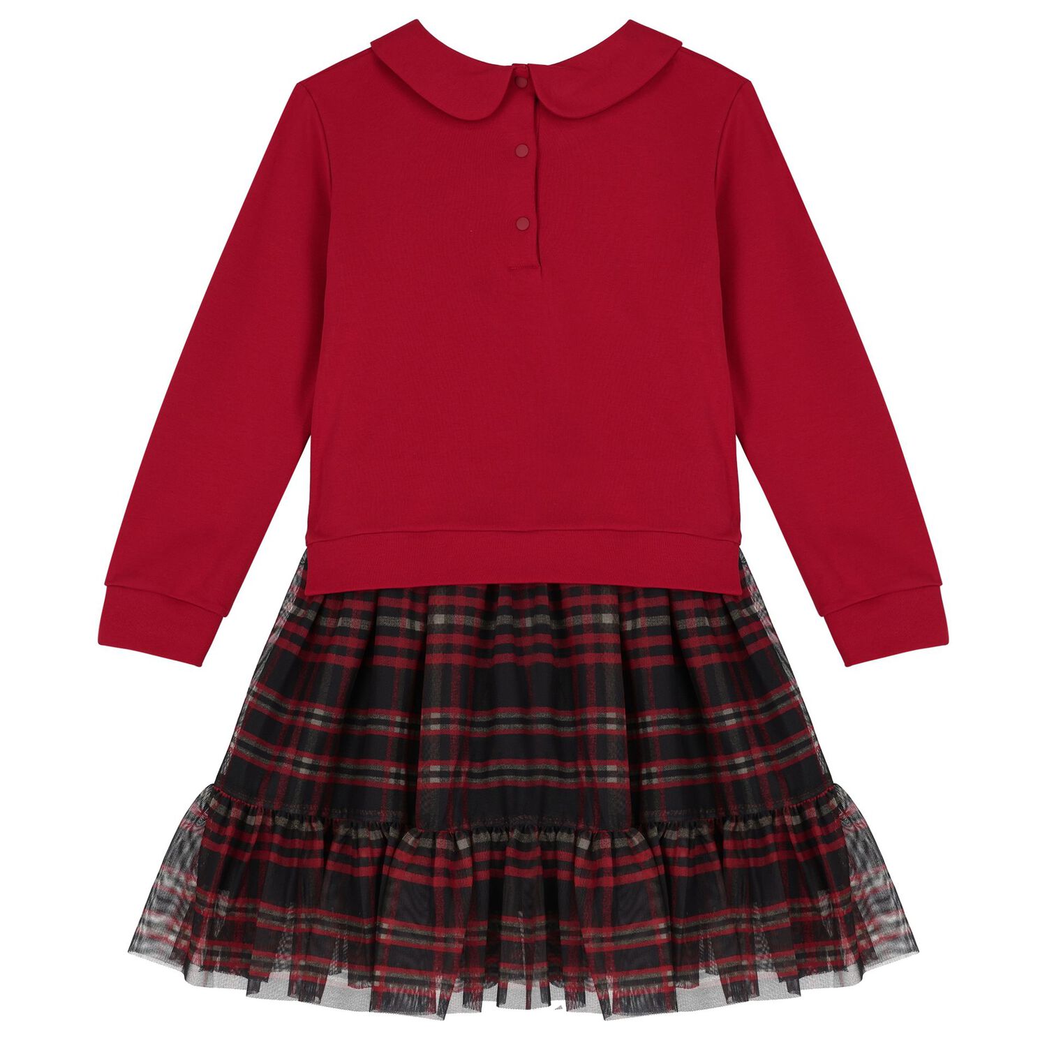 Girls Red & Navy Blue Tartan Dress, 1, hi-res image number null