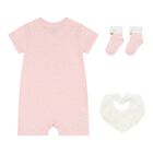 Baby Girls Pink Swan Romper Set, 3, hi-res