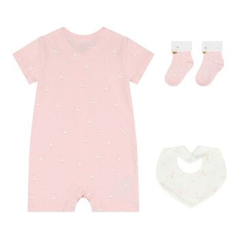 Baby Girls Pink Swan Romper Set
