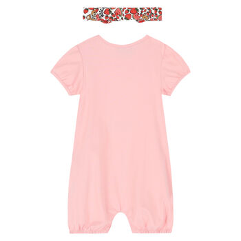 Baby Girls Pink Logo Romper Set