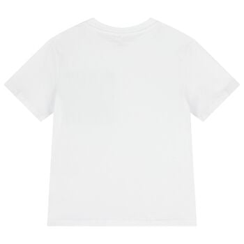 تيشيرت بالشعار باللون الابيض للأولاد 