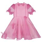 Girls Pink Organza Flower Dress, 1, hi-res