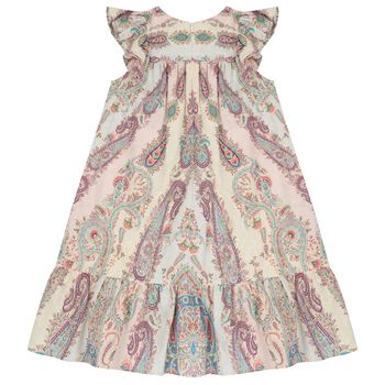 Girls Muti-Coloured Embroidered Paisley Dress