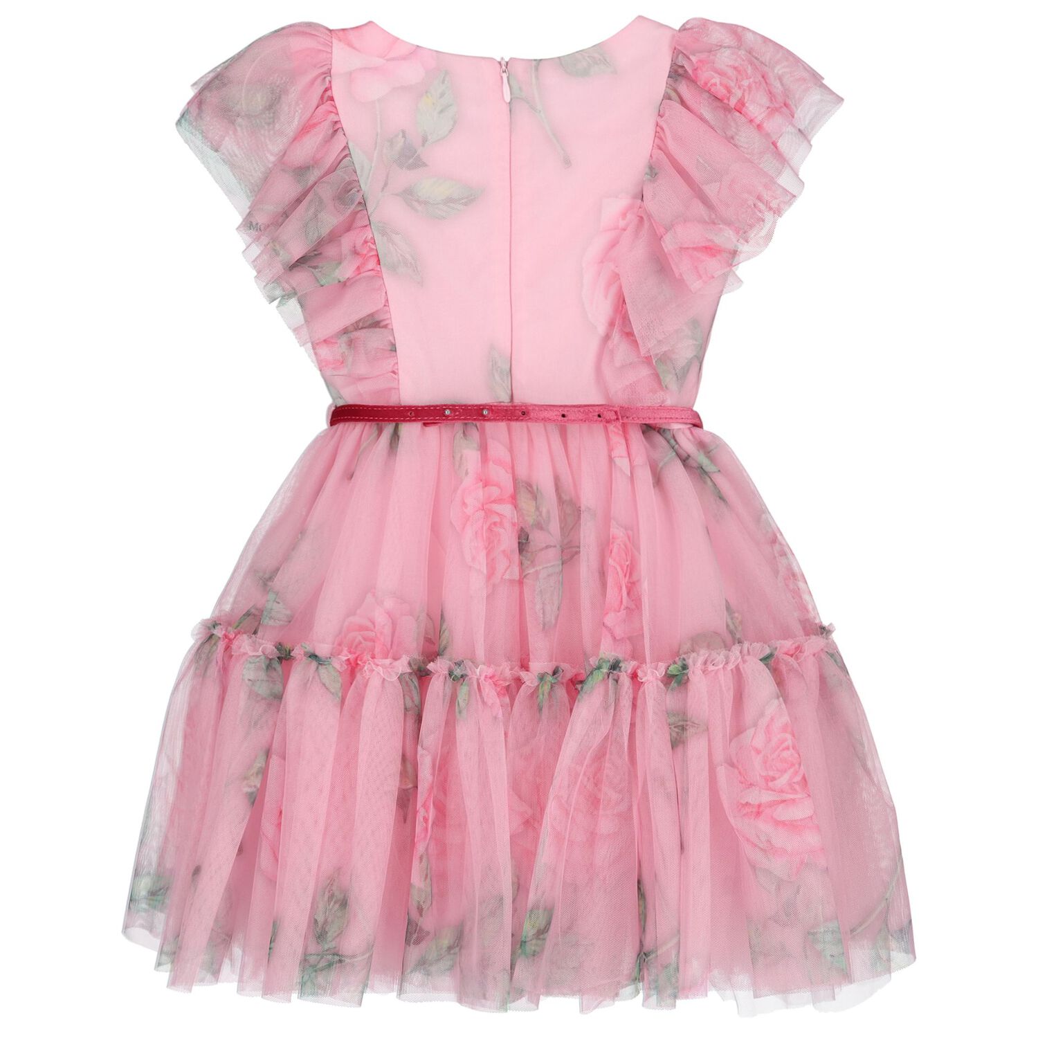 Girls Pink Rose Tulle Dress, 1, hi-res