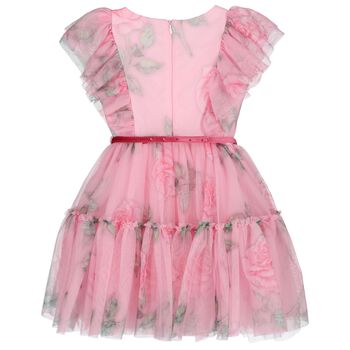 Girls Pink Rose Tulle Dress