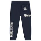 Boys Navy Blue Logo Joggers, 1, hi-res