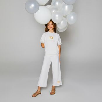 Girls Ivory Logo Trousers