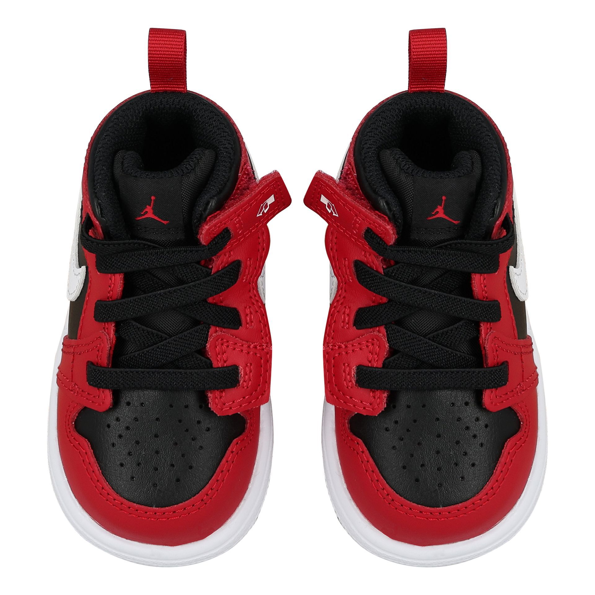 black & red air jordan 1 mid trainers junior