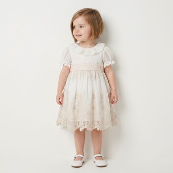 Baby Girls White Floral Embroidered Dress