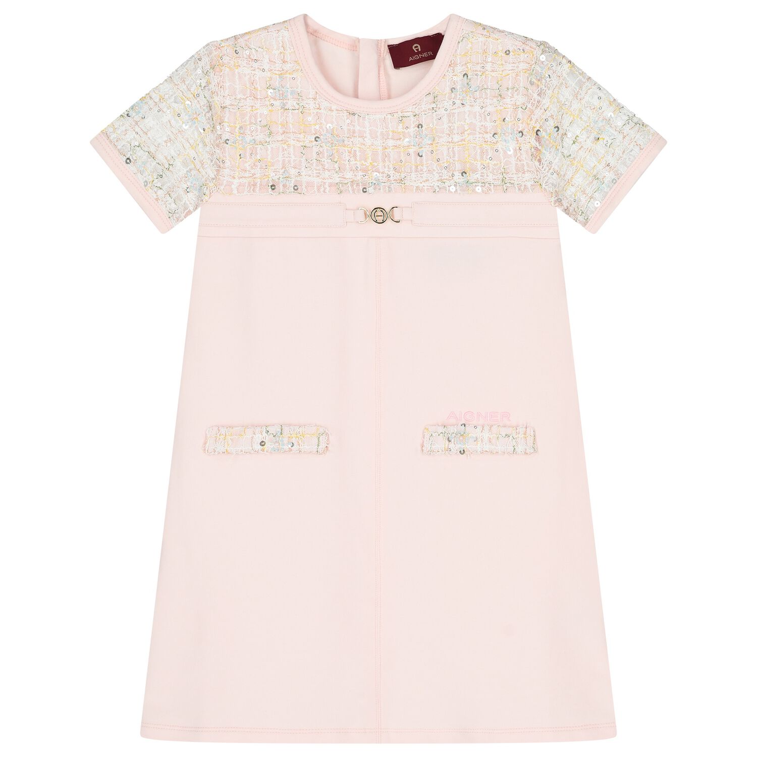 Girls Pink Logo Dress, 2, hi-res