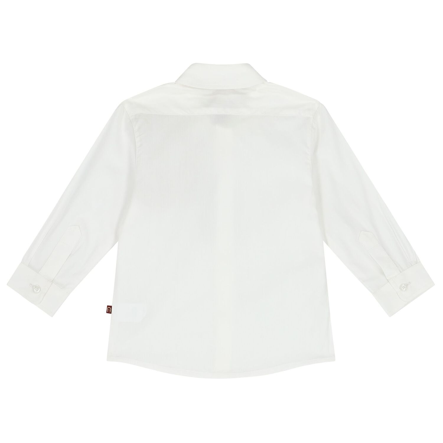 Younger Boys White & Navy Logo Shirt, 2, hi-res