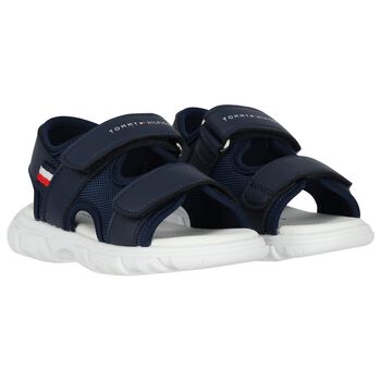 Boys Blue & White Logo Sandals