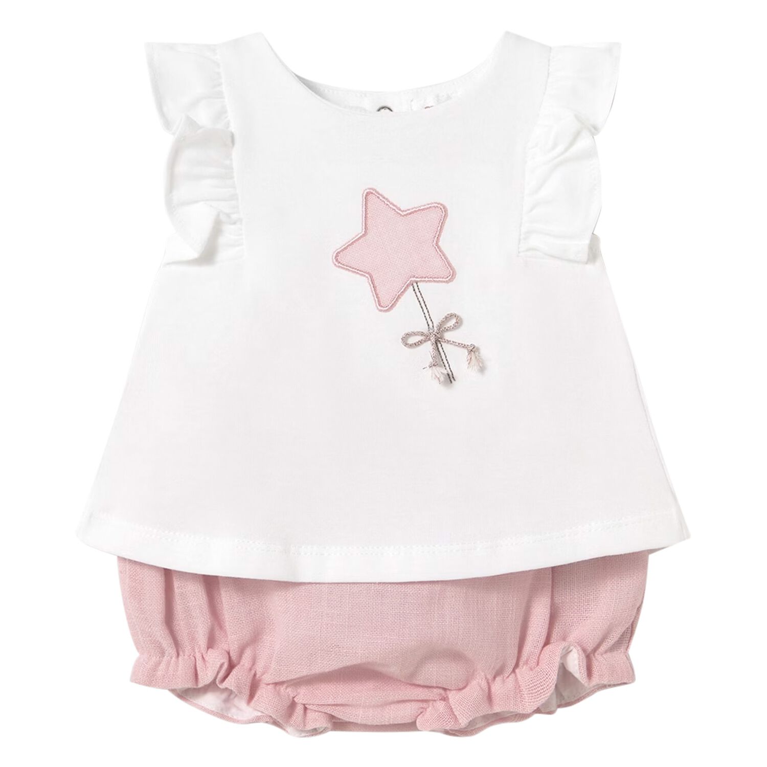 Baby Girls White & Pink Shorts Set, 1, hi-res