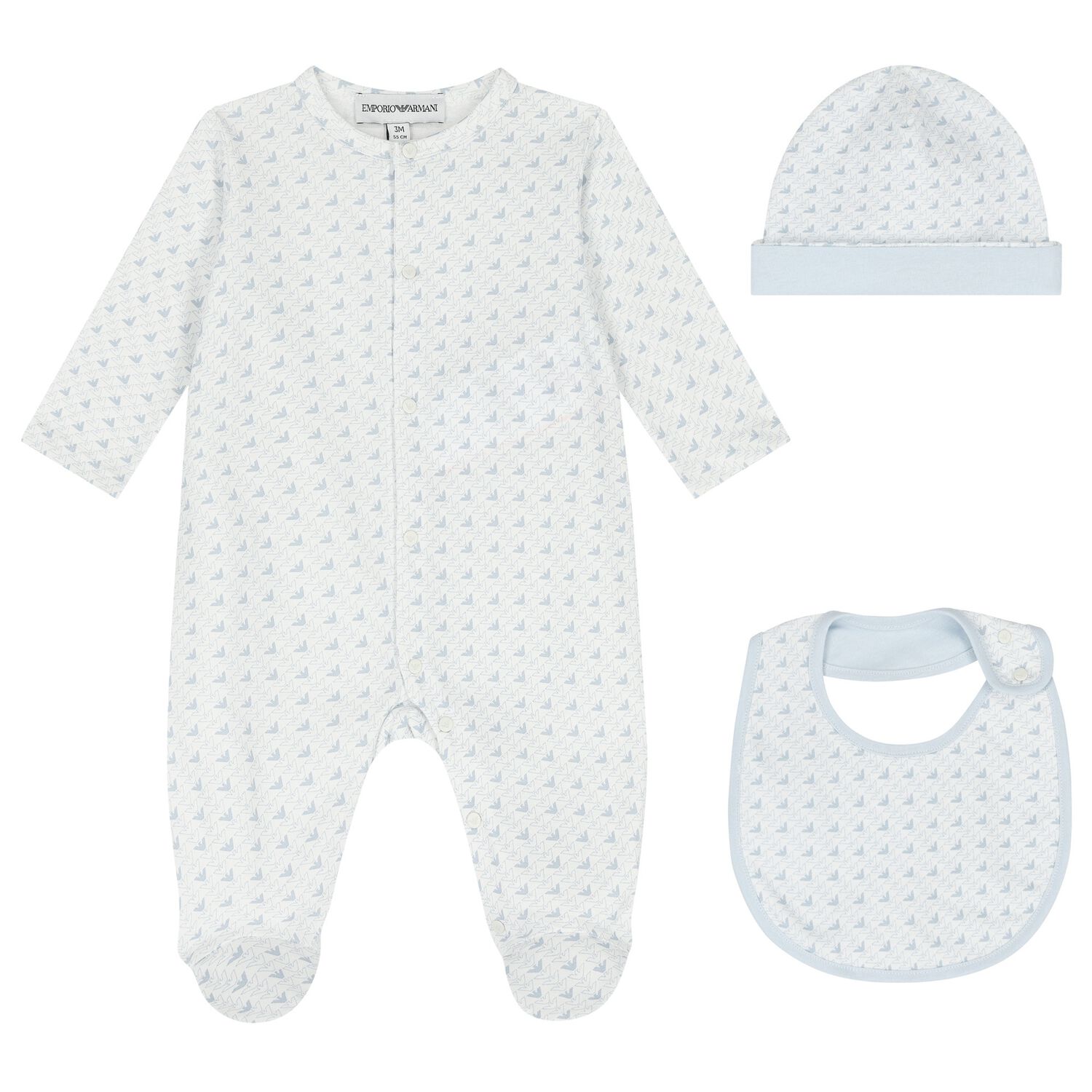 Baby Boys Blue Logo Babygrow Set, 3, hi-res image number null