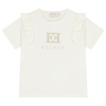 Girls Ivory Logo Ruffled T-Shirt