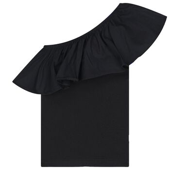 Girls Black One Shoulder Top