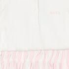 Younger Girls White & Pink Striped Polo Dress, 1, hi-res