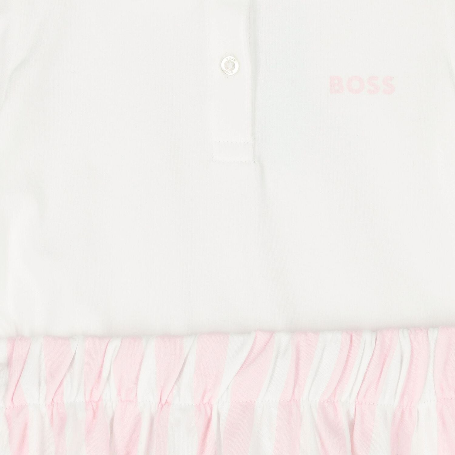 Younger Girls White & Pink Striped Polo Dress, 1, hi-res