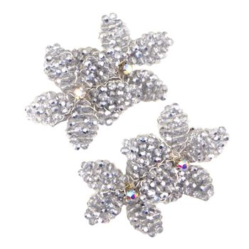 Girls Silver Embellished Flowers Hair Clips ( 2-Pack )