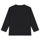 Boys Black Logo Long Sleeve Top , 2, hi-res