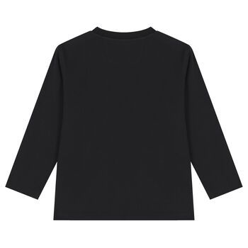 Boys Black Logo Long Sleeve Top 
