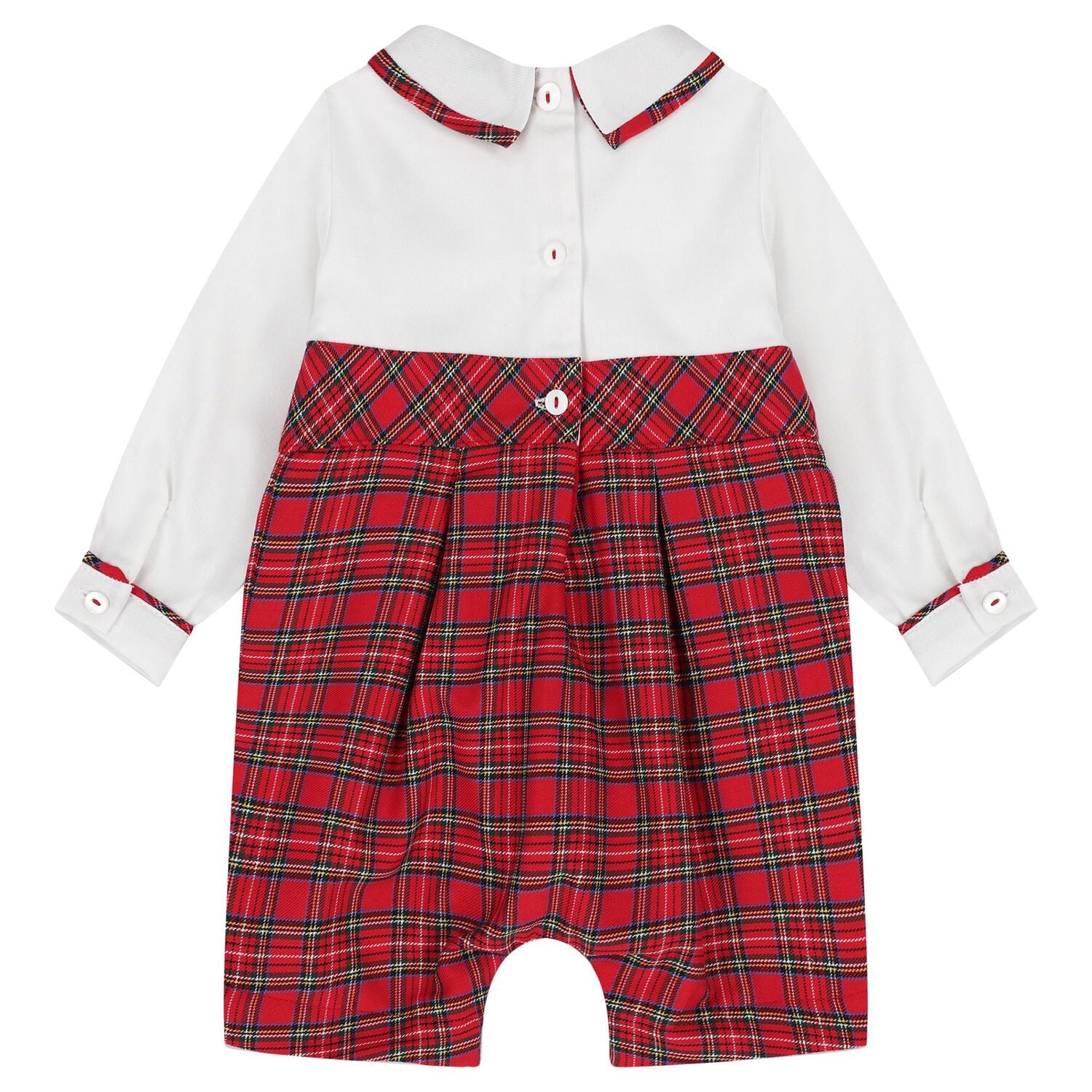 Baby Boys White & Red Tartan Romper, 1, hi-res