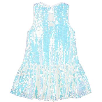 Girls Silver Embellished Sequin Dress