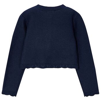 Girls Navy Blue Knitted Cardigan
