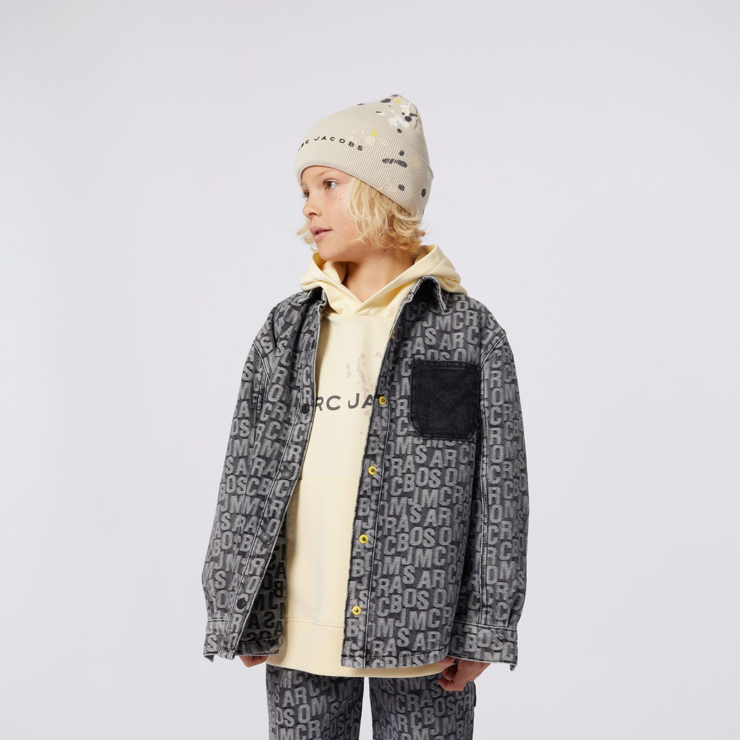 بنطال جينز أسود بشعار للأولاد, 1, hi-res