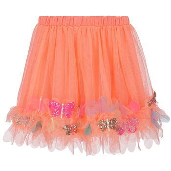 Girls Orange Butterfly Tulle Skirt
