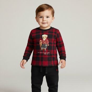 Baby Boys Red & Black Tartan Tracksuit