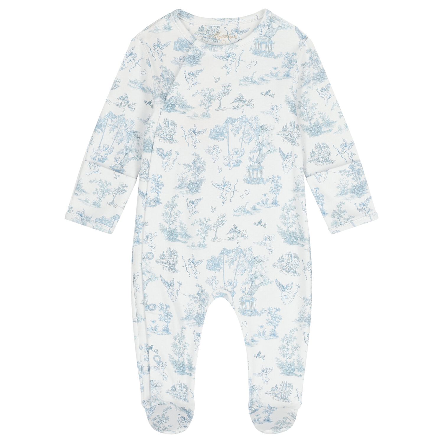 Baby Boys White & Blue Babygrow, 1, hi-res